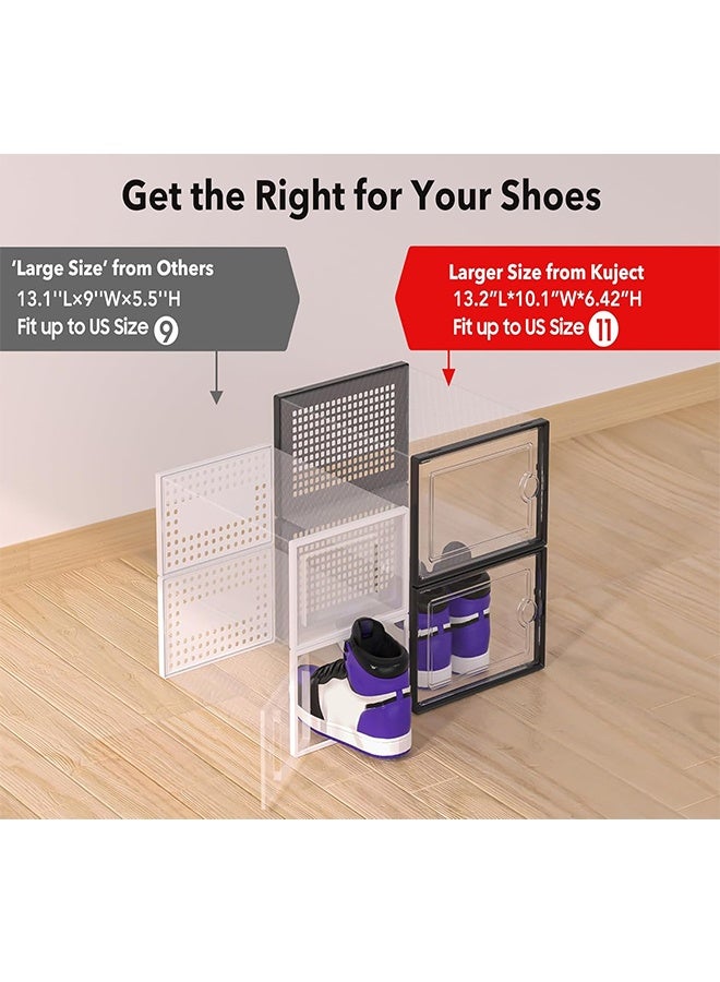 Beauenty Shoe Storage Boxes Organizers Clear Plastic Stackable 12 Pack, Shoe Rack & Holder Substitute, Sneaker Containers, Toy Storage Organizer Bins for Entryway, Closet, Under Bed - Image 2