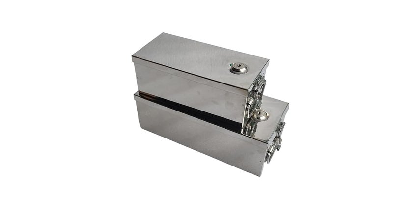 GvanyS Stainless Steel Locker Boxes Jewellery Boxes Cash Peti Set (Multi_Pack of 2) Size - 10 Inch, 12 Inch (With Pre fited Lock & 2 Key) - Image 2