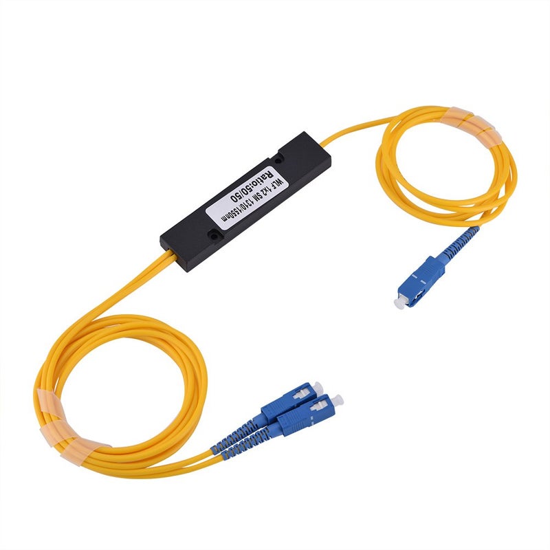 ZERONE 1x2 SC Optical Fiber Splitter, PLC Single Mode 1310nm 1550nm Wavelength Splitter with Low Insertion Loss for FTTH FTTX Network Installation and Fiber Optic Connectivity - Image 1
