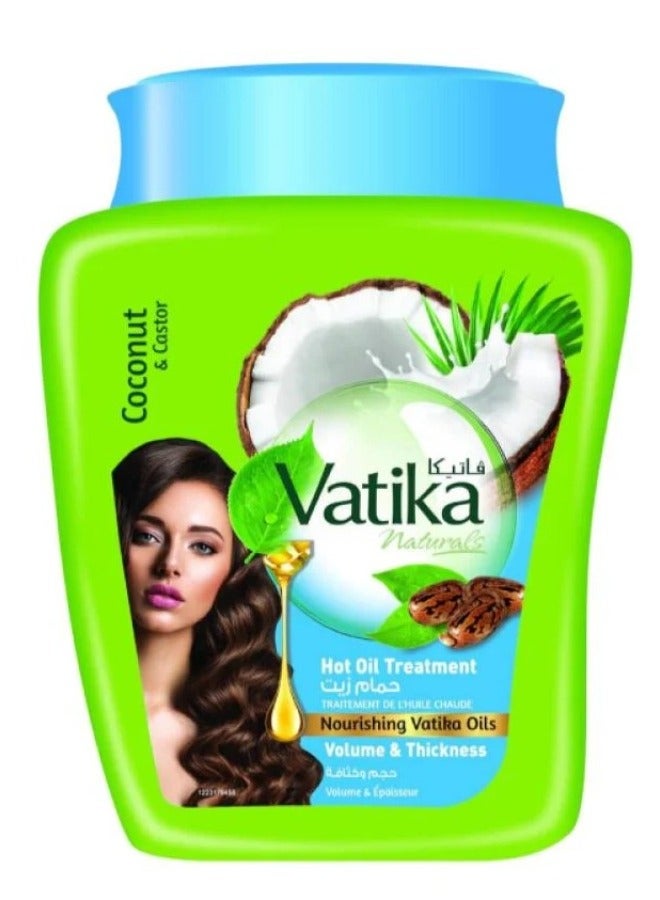 Vatika Coconut &Castor Hair Oil Treatment for Hair Volume & Density, 1Kg - Image 1