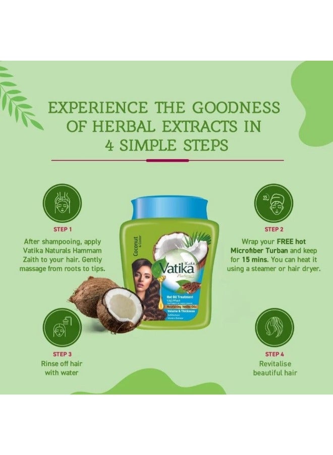 Vatika Coconut &Castor Hair Oil Treatment for Hair Volume & Density, 1Kg - Image 2