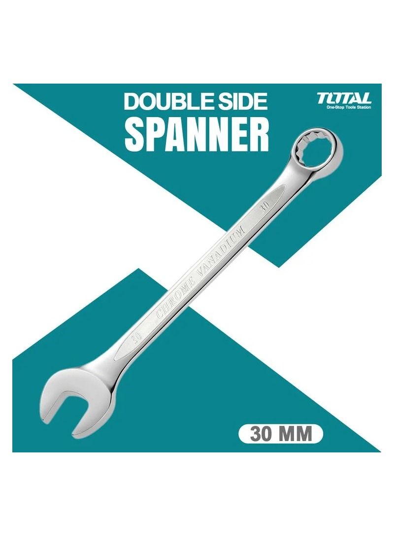 TOTAL TOTAL Double Side Spanner Combination Ring Open End Spanner Chrome Vanadium 1 Pcs Size 30 TCSPA301  - Image 1