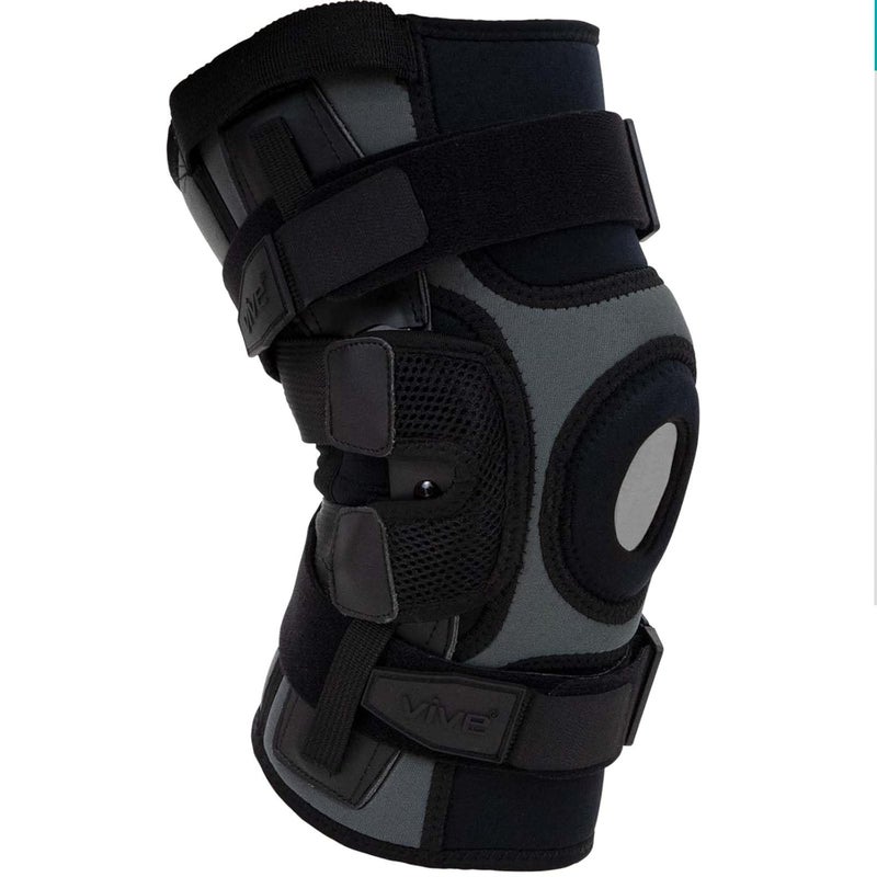 Vive Hinged Knee Brace with Side Stabilizers  Support for Patella  Meniscus Tear Pain for Men  Women  Adjustable Hinges for Hyperextension MCL ACL  Sports Injury  Heavy Duty for Stability - Image 1