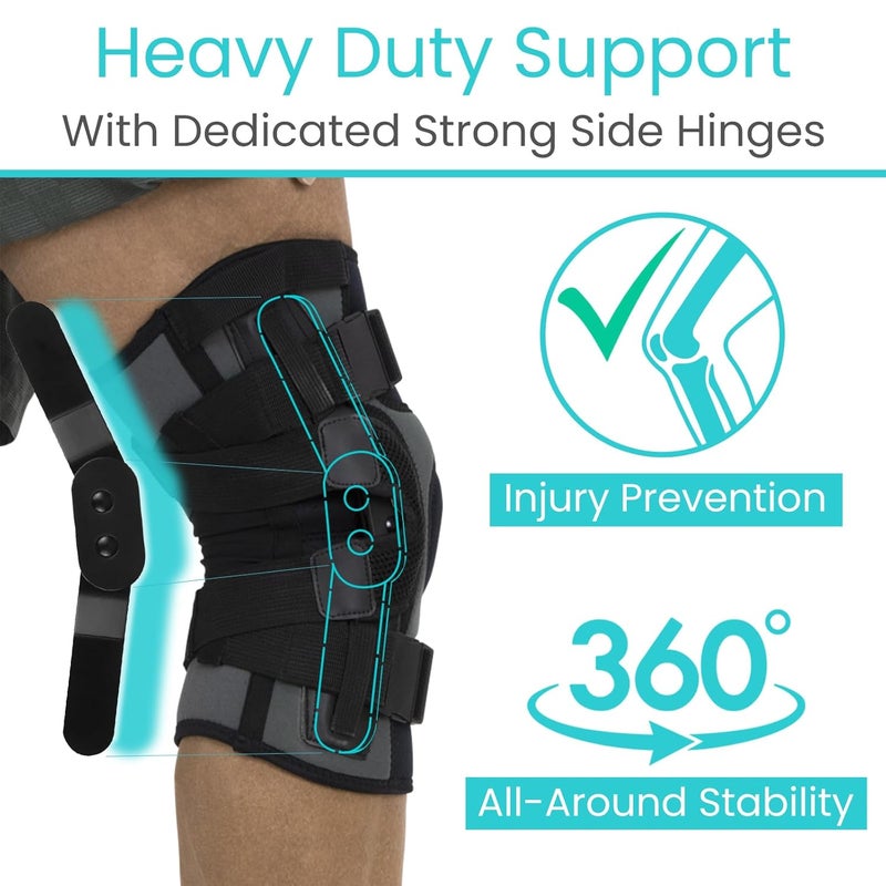 Vive Hinged Knee Brace with Side Stabilizers  Support for Patella  Meniscus Tear Pain for Men  Women  Adjustable Hinges for Hyperextension MCL ACL  Sports Injury  Heavy Duty for Stability - Image 2