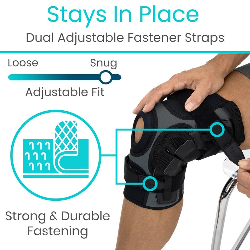Vive Hinged Knee Brace with Side Stabilizers  Support for Patella  Meniscus Tear Pain for Men  Women  Adjustable Hinges for Hyperextension MCL ACL  Sports Injury  Heavy Duty for Stability - Image 3