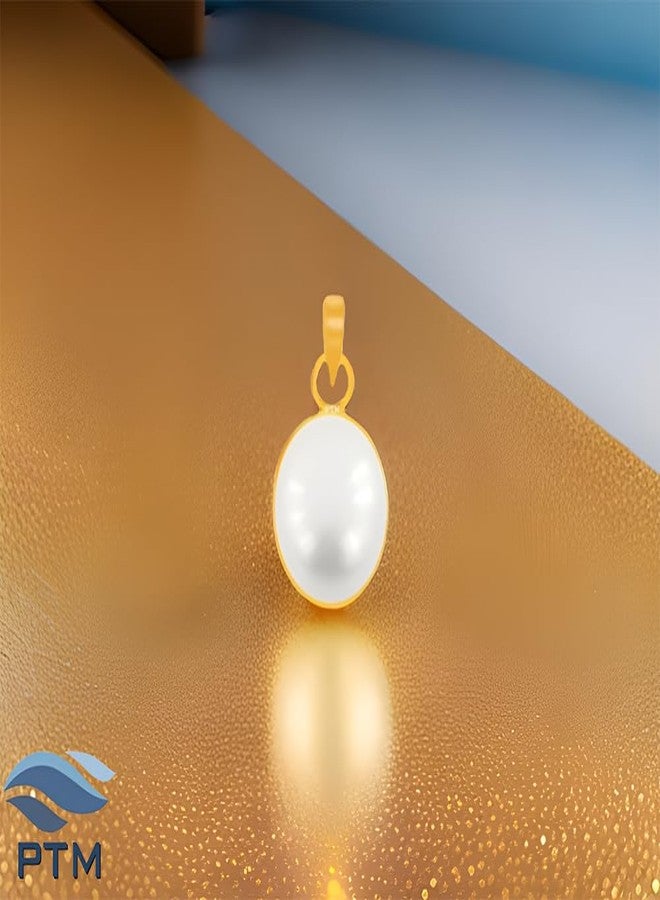 Ptm Pearl/Moti 6.25 Ratti or 5.5 Carat Astrological Certified Gemstone Panchdhatu/5 Metals 22k Gold Plated Pendant for Men & Women -fba3625 - Image 2