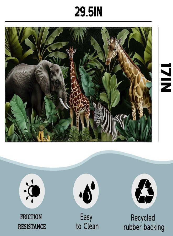 MIEPOS Tropical Elephant Giraffe Zebra Indoor Door Mat,Wildlife Doormat,29.5x17in Non-Slip Rubber Backing Floor Mat,Entry Rug,for Living Room,Rv,Kitchen,Entryway Doorways Mats Decor,Doormats Gifts - Image 3