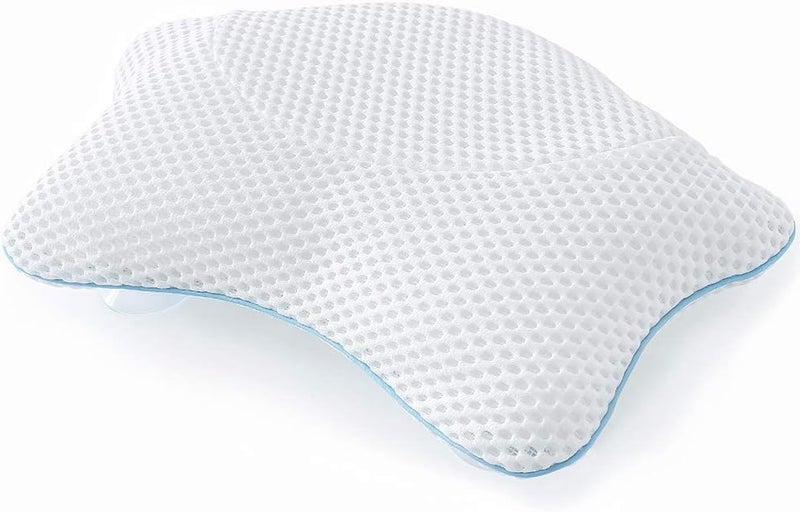 Idle Hippo Non Slip Bath Pillow, Luxury Spa Bathtub Head & Neck Rest Support, Permeable Quick Drying Air Mesh Tub Pillow with 4 Large Suction Cups, Fits Any Tubs, Soft and Relaxing 