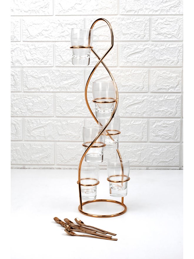 Cuisine Art 6-Pieces Glass Dessert Set with Rose Gold Stand, 80ml