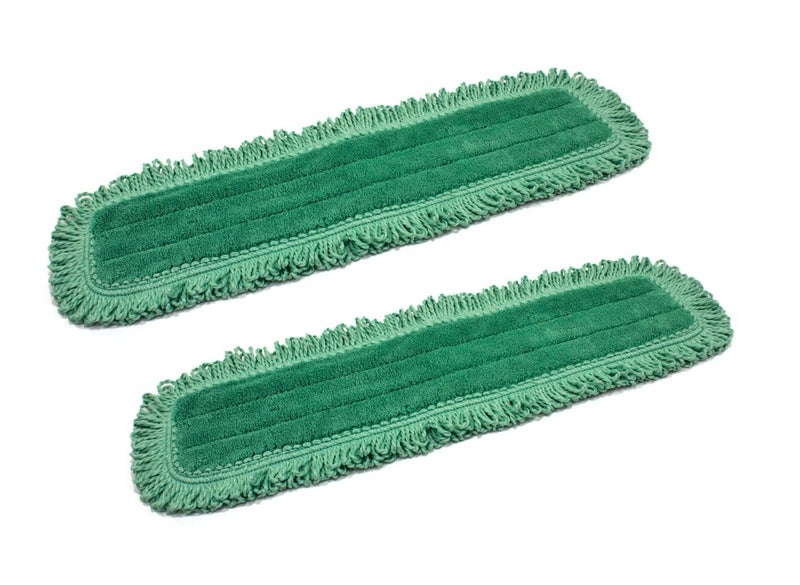 Real Clean 24 Inch Green Fringe Microfiber Dust Mop Pads Pack of 2