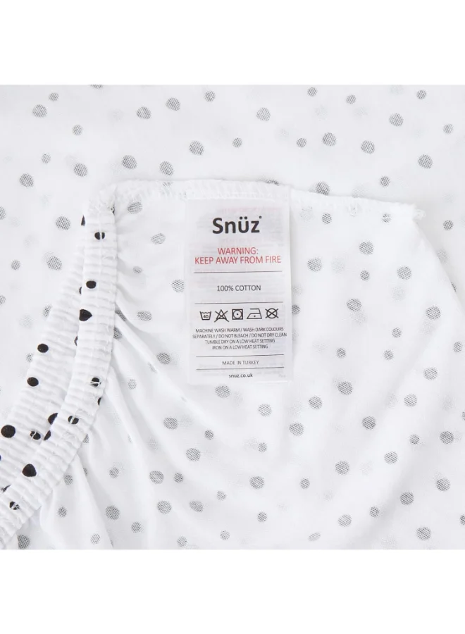 Snuz Pack of 2 Crib Fitted Sheets, Design Ed To Fit Pod Bedside Cribs, 100% Cotton, Infant And Baby, Patternmono Rainbow, Fitted Sheet Size - 44 X 80Cm