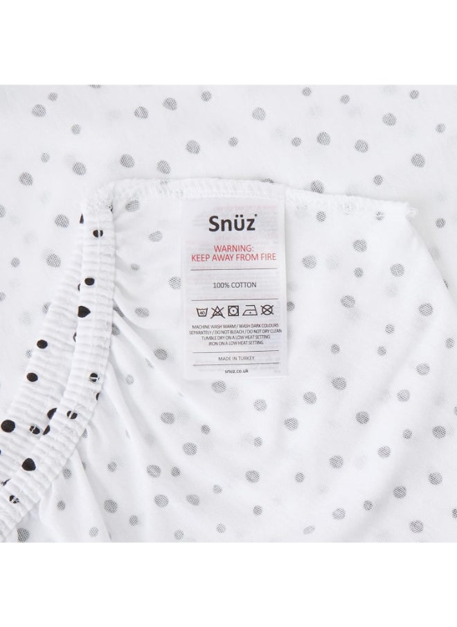 Snuz - Pack of 2 Crib Fitted Sheets, Design Ed To Fit Pod Bedside Cribs, 100% Cotton, Infant And Baby, Patternmono Rainbow, Fitted Sheet Size - 44 X 80Cm - Image 1