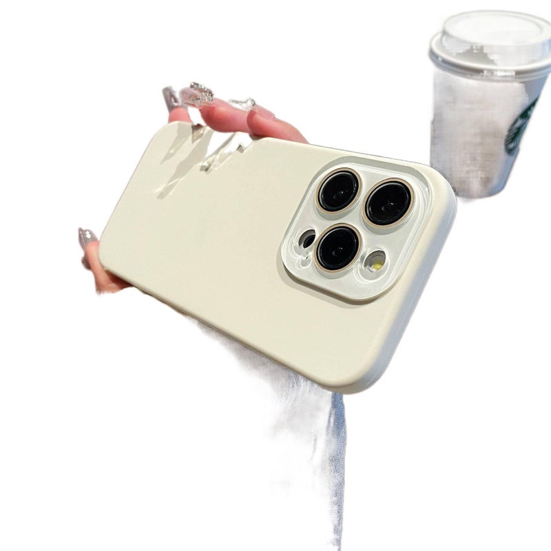 iPhone 13 TPU Scratch Resistant Protective with Liquid Silicone and Lens Protector in Antique White finish - Image 1