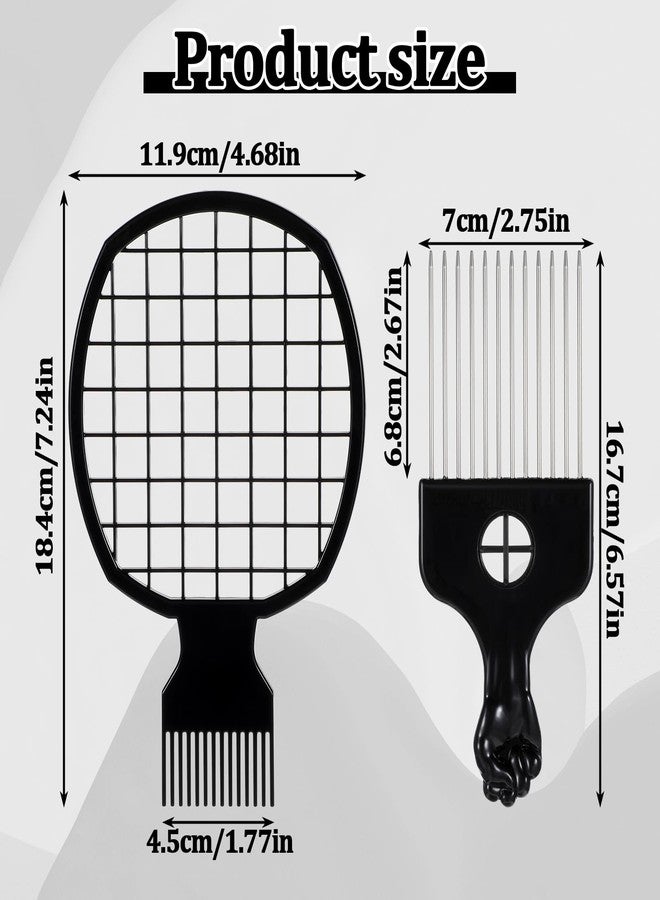 Oruola 2pcs Hair Pick for Black Men,Metal Afro Picks for Men and Hair Racket for Wig Braid, Afro Pick & Hairs Racket for Black Men Women, Curly Hairs Detangling, Styling and Lifting - Image 2