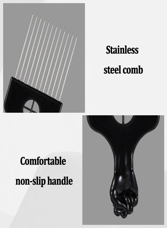 Oruola 2pcs Hair Pick for Black Men,Metal Afro Picks for Men and Hair Racket for Wig Braid, Afro Pick & Hairs Racket for Black Men Women, Curly Hairs Detangling, Styling and Lifting - Image 4