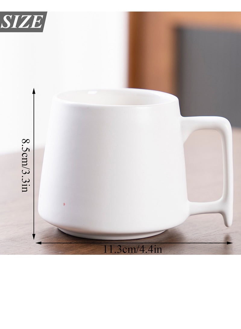 Qiccijoo Ceramic Large Latte Mug Set of 2,Coffee Cups With Big Handle 350ml/12 Oz Drink Cup for Mocha/Cappuccino/Cocoa/Tea/Milk(White) - Image 2