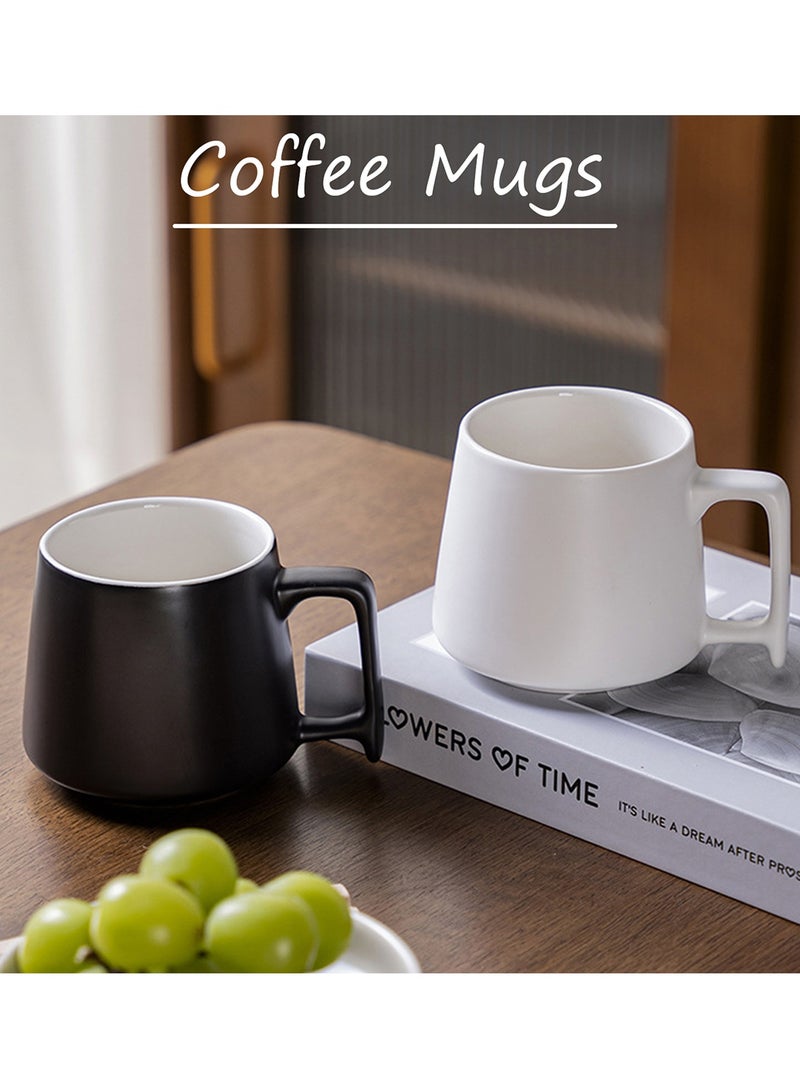 Qiccijoo Ceramic Large Latte Mug Set of 2,Coffee Cups With Big Handle 350ml/12 Oz Drink Cup for Mocha/Cappuccino/Cocoa/Tea/Milk(White) - Image 5