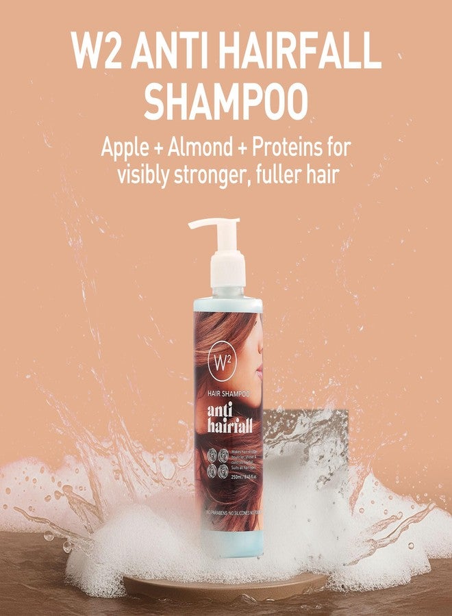 W2 Anti Hairfall Shampoo For Hair Fall Control & Repair Damage Hair | UV Protection, Nourishes Scalp & Conditions Hair | For All Hair Types - Mild Daily Anti Hair Fall Shampoo For Men & Women | Paraben-Free | 250ml - Image 2