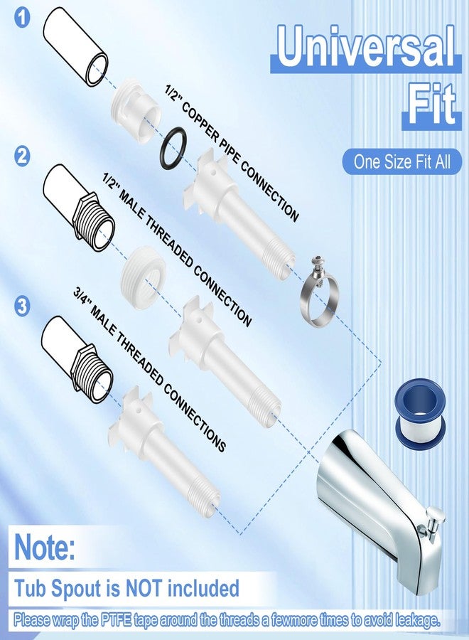 Dreyoo Four in One Tub Adapter, Bathtub Faucet Adapter Slip Fit for Copper, Universal Fits 1/2'' Copper Pipe, 1/2'' IPS and 3/4'' IPS, Tub Spout Diverter Repair Kit with Assembly Tool - Image 3