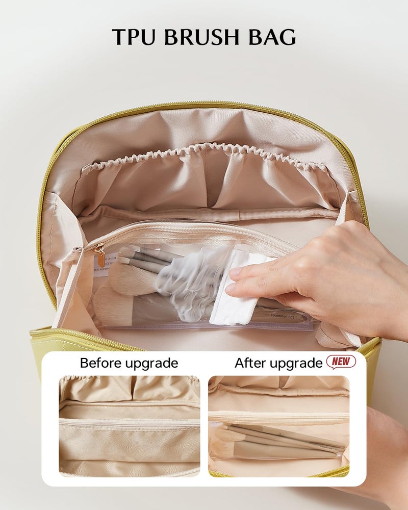 EACHY Travel Makeup Bag,Large Capacity Cosmetic Bags for Women,Portable Pouch Open Flat Toiletry Bag Make up Organizer with Divider and Handle - Image 3