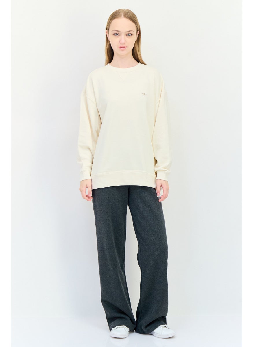 adidas Originals Women Sportswear Fit Long Sleeves Outdoor Sweatshirt, Beige  - Image 2