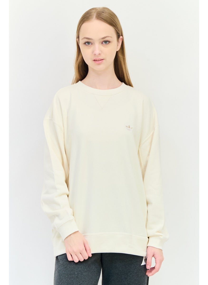 adidas Originals Women Sportswear Fit Long Sleeves Outdoor Sweatshirt, Beige  - Image 1