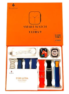 7 IN 1 49mm Ultra Smart Watch With A Full Screen Android And IOS System Is Responsive Wireless Charging And Supports GPS With 7 Bracelets and Protection Cover