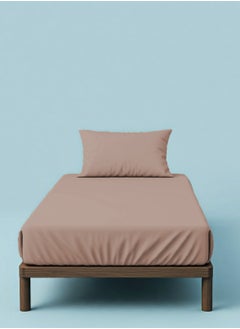 Home-Tex Design 2 Piece Hometex Design Single Size Dyed Flat Sheet Set Taupe - 1 Flat Sheet (150x260 cm) + 1 Pillow Cover (50x75 cm)  - Image 1