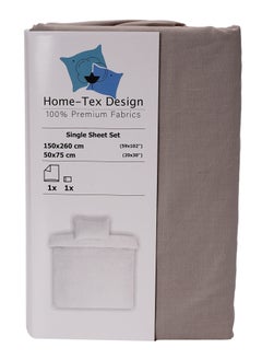 Home-Tex Design 2 Piece Hometex Design Single Size Dyed Flat Sheet Set Taupe - 1 Flat Sheet (150x260 cm) + 1 Pillow Cover (50x75 cm)  - Image 2