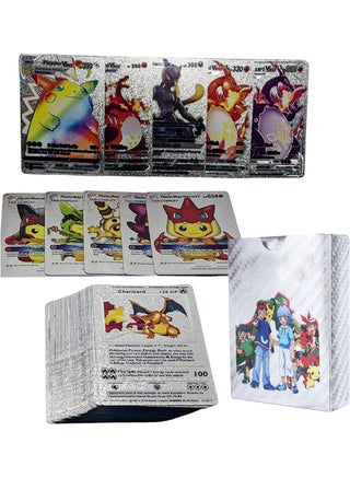 55 PCS Silver Foil Cards Deck Box, TCG Assorted Box Including Tag Team, Tag Cosplay, Rare Mega Ex Series - view 3