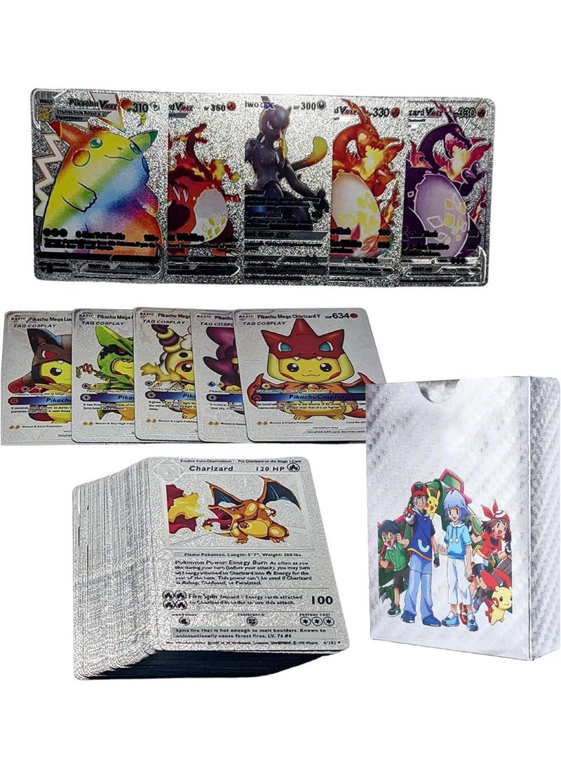 Pokemon 55 PCS Silver Foil Cards Deck Box, TCG Assorted Box Including Tag Team, Tag Cosplay, Rare Mega Ex Series  - Image 3
