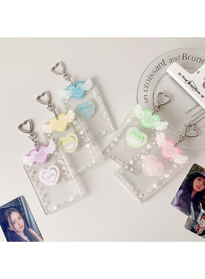 NIBEMINENT 1 - Piece Glitter Wings Kpop Photo Card Holder Pendant Key Chain ID Badge Holder ID Card Holder Photo Card Protector for School ID Office ID Access Card for Women Girls - Image 3
