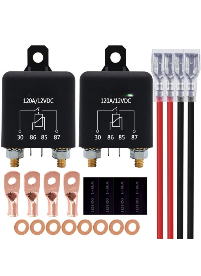 Generic 2 Pack 12V 200 Amp Continuous Duty Relay Switch Car Starter Heavy Duty Split Charge 4 Terminal Relays for Truck Boat Marine(Size:120A)  - Image 1