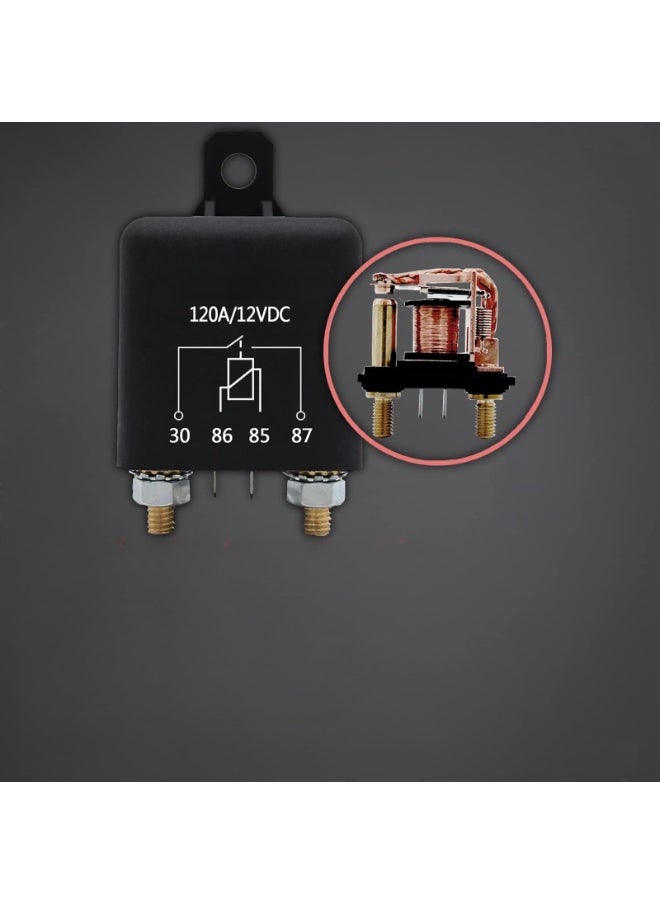 Generic 2 Pack 12V 200 Amp Continuous Duty Relay Switch Car Starter Heavy Duty Split Charge 4 Terminal Relays for Truck Boat Marine(Size:120A)  - Image 2