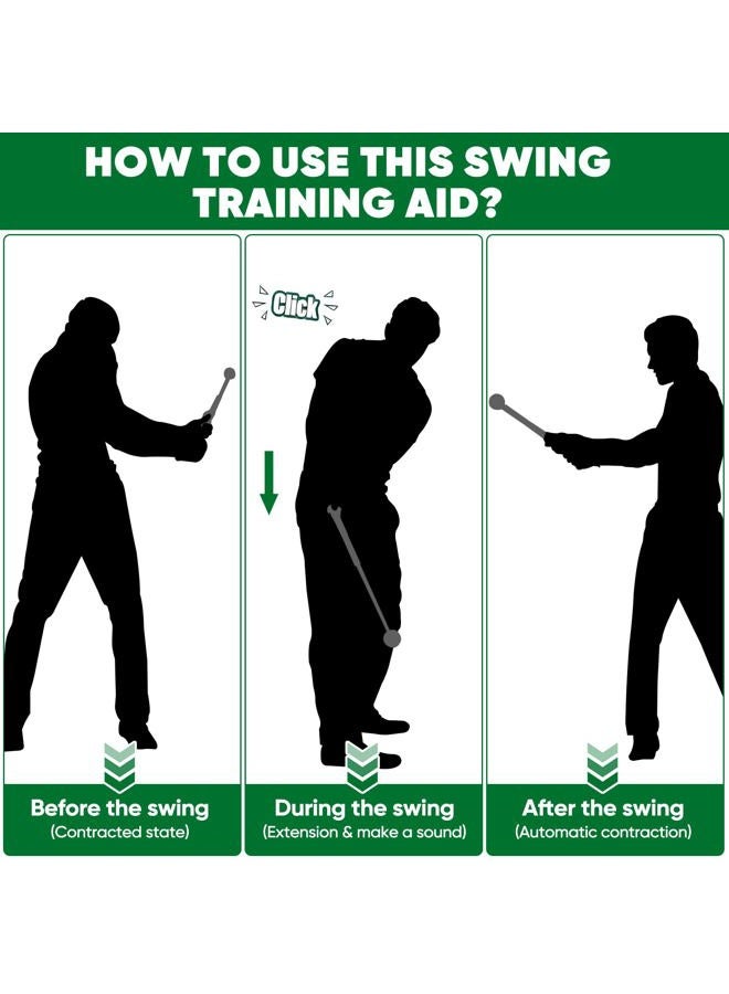 WENTCCION Retractable Golf Swing Training Aid - Portable Grip Trainer with Click Feedback for Right Handed Golfers, Portable Swing Tempo Trainer with Arm Band for Indoor & Outdoor Practice - Image 3