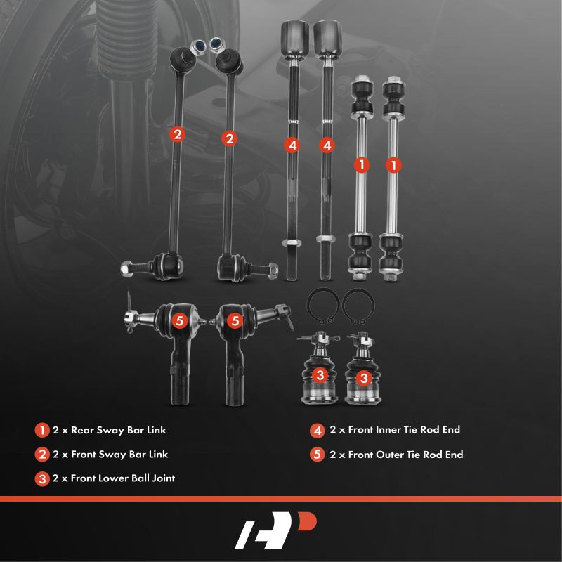 A-Premium 10Pcs Front and Rear Suspension Kit Lower Control Arm Ball Joint Tie Rod End Sway Bar Link Compatible with Ford Taurus 96-07 Mercury Sable 96-05 - Image 2