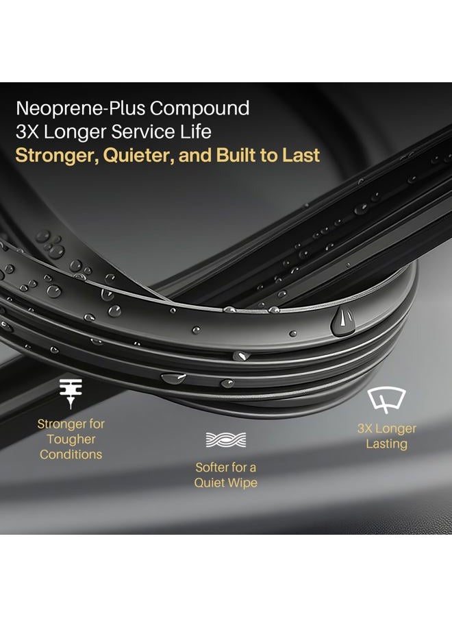DOG TAIL Neoprene Dual-Steel Frame Wiper Blades 22"+22" with Multiple Adapters, Automotive Replacement Vehicle Front Windshield Wiper Blades Set for My Car Truck Vehicle AdaptBeam - Image 3