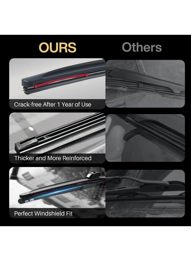 DOG TAIL Neoprene Dual-Steel Frame Wiper Blades 22"+22" with Multiple Adapters, Automotive Replacement Vehicle Front Windshield Wiper Blades Set for My Car Truck Vehicle AdaptBeam - Image 5