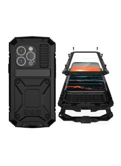 Compatible with iPhone 16 Pro Max Metal Case with Screen Protector Camera Protector Military Rugged Heavy Duty Shockproof Case with Metal Kickstand Full body Tough Dustproof Case for  iPhone 16 Pro Max