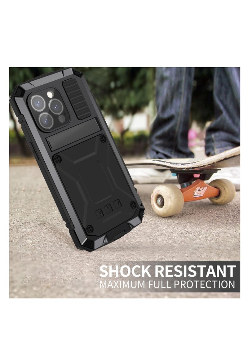 Aookay - Compatible with iPhone 16 Pro Max Metal Case with Screen Protector Camera Protector Military Rugged Heavy Duty Shockproof Case with Metal Kickstand Full body Tough Dustproof Case for  iPhone 16 Pro Max - Image 1