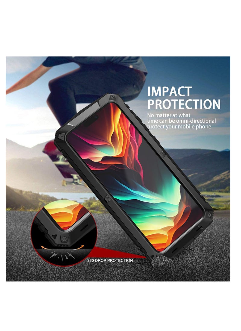 Aookay - Compatible with iPhone 16 Pro Max Metal Case with Screen Protector Camera Protector Military Rugged Heavy Duty Shockproof Case with Metal Kickstand Full body Tough Dustproof Case for  iPhone 16 Pro Max - Image 1