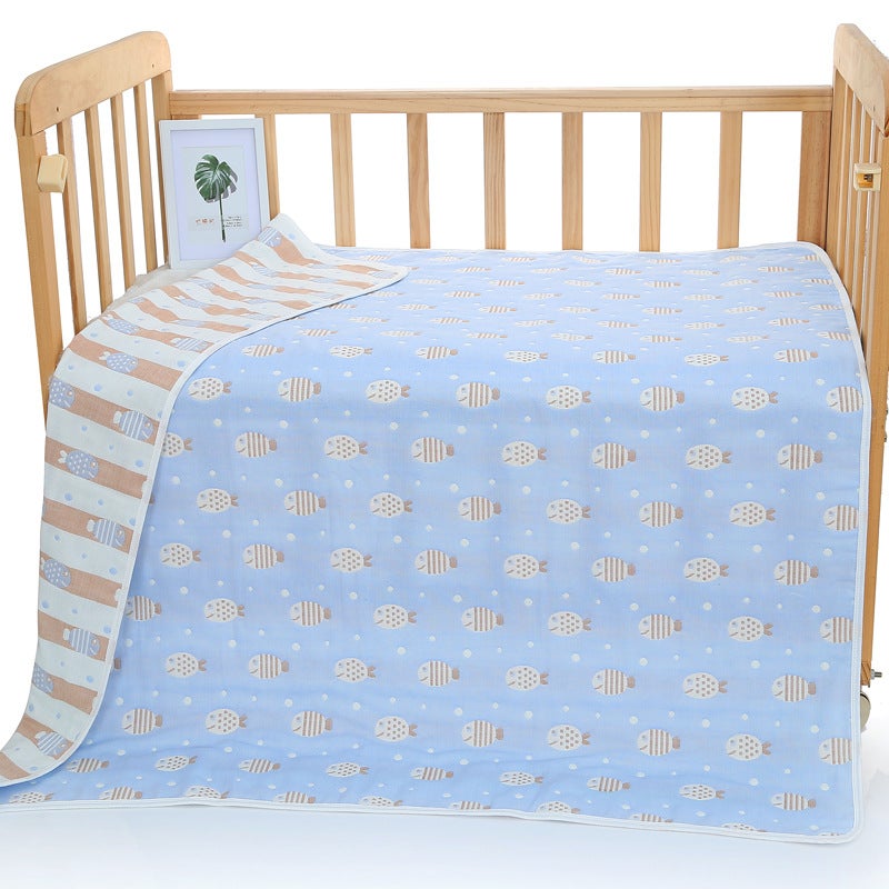 6-Layer Gauze Baby Bath Towel & Blanket - 100% Cotton, Soft, Jacquard Cartoon Design for Infants & Toddlers