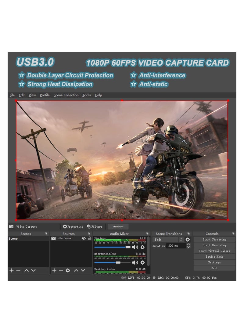 4K HDMI to USB 3.0 Capture Card Video Capture Card Device 1080P 60FPS Cam Link Card Game Capture Card Adapter Screen Record Capture Device for Streaming Gaming Video Conference - Image 3