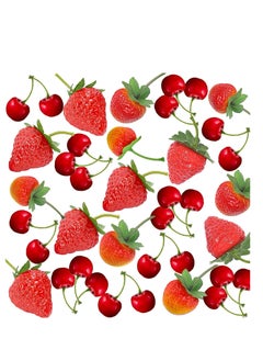 SYOSI 32Pcs Artificial Strawberries Fake Fruit Fake Strawberries Fake Cherries,Simulation Fake Strawberry Realistic Plastic Fruit Artificial Fake Cherries Strawberry Decor for Wedding,Photography Prop  - Image 5