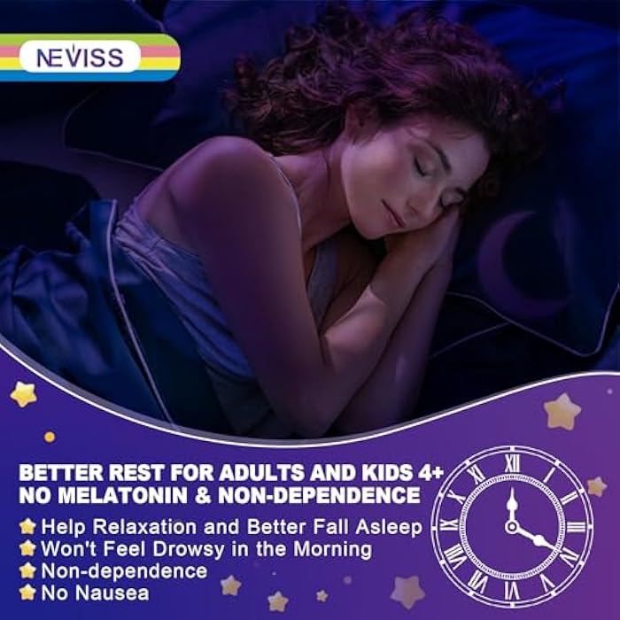 NEVISS ج gummies مغنيسيوم جليسينات + كالسيوم للبالغين والأطفال 4+، ج gummies نوم الأطفال خالية من الميلاتونين، مكمل مغنيسيوم خالي من السكر مع B6 D3، L-Theanine للاسترخاء والنوم، للدماغ والعظام والعضلات - Image 4