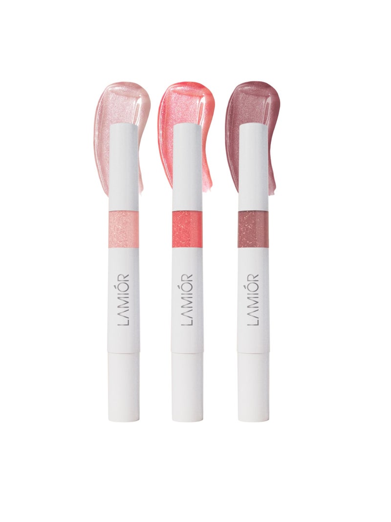 LAMIOR Peptide Glaze Lip Balm Combo Pack Of 3 - Dreamy Sparkle | 3-In-1 Formula For Glossy Shine, Healing, And Nourishment | Pillowy-Soft Lips | Nourishes Dry Skin | Real Reviews, Juicy Results! - Image 1