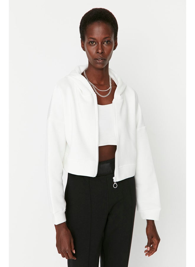 trendyol Sweatshirt - White - Crop - Image 1