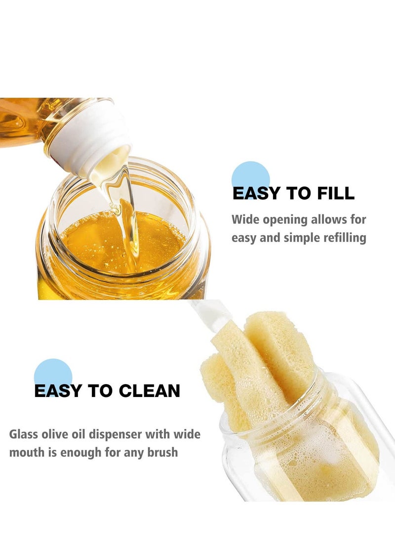 SYOSI Olive Oil Dispenser Bottle for Kitchen, Auto Flip Glass Oil Bottles for Kitchen,17.6Oz Leakproof Glass Cooking Oil Containers with Automatic Cap, Coffee Syrup Dispenser Sauce Bottles 3 Pack  - Image 3