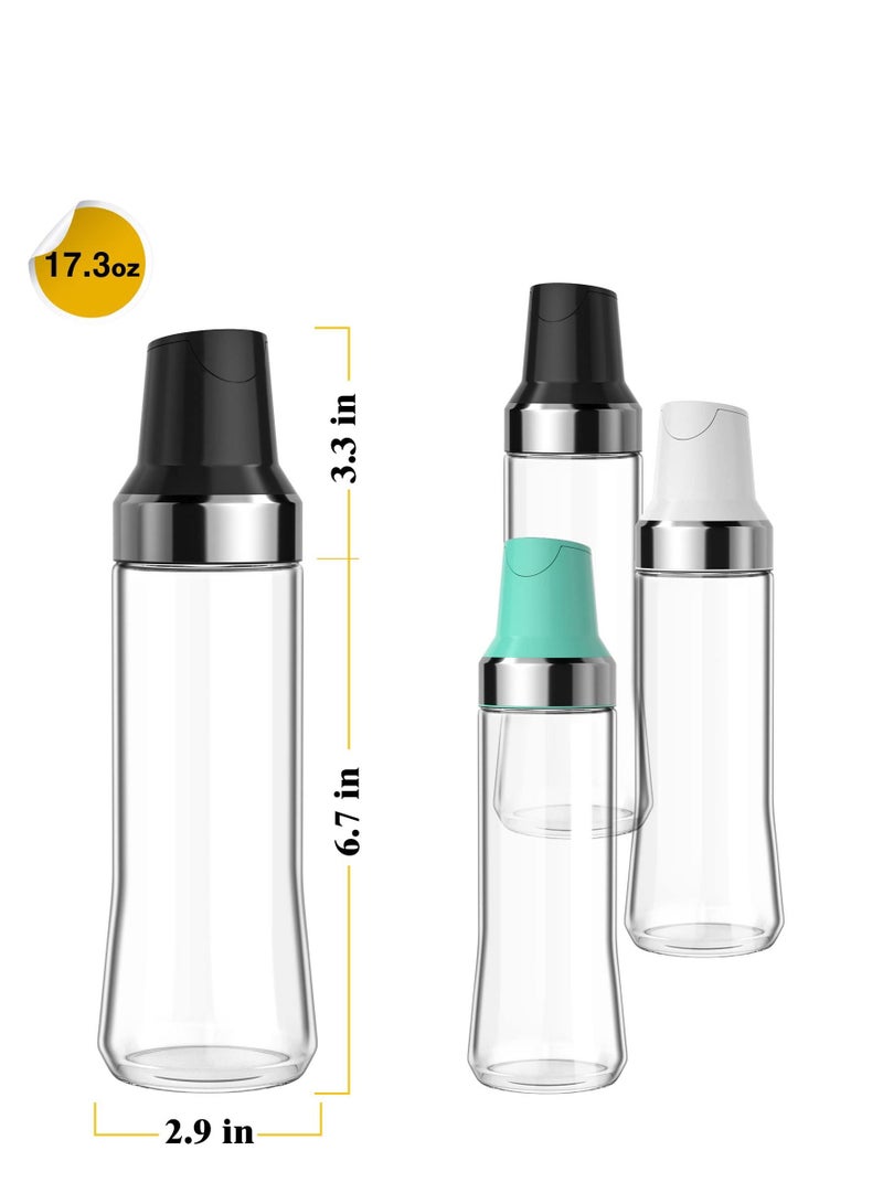 SYOSI Olive Oil Dispenser Bottle for Kitchen, Auto Flip Glass Oil Bottles for Kitchen,17.6Oz Leakproof Glass Cooking Oil Containers with Automatic Cap, Coffee Syrup Dispenser Sauce Bottles 3 Pack  - Image 4