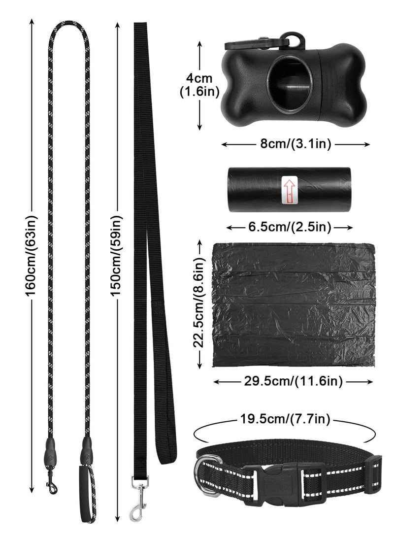 أوربازار طقم حزام وطوق ومقود للكلاب مانع للسحب | يتضمن حزام أمان للكلاب، وأوعية طعام قابلة للطي، وموزع أكياس فضلات. مثالي للتدريب والمشي والتنزه. يناسب الكلاب الصغيرة والكبيرة. - Image 3